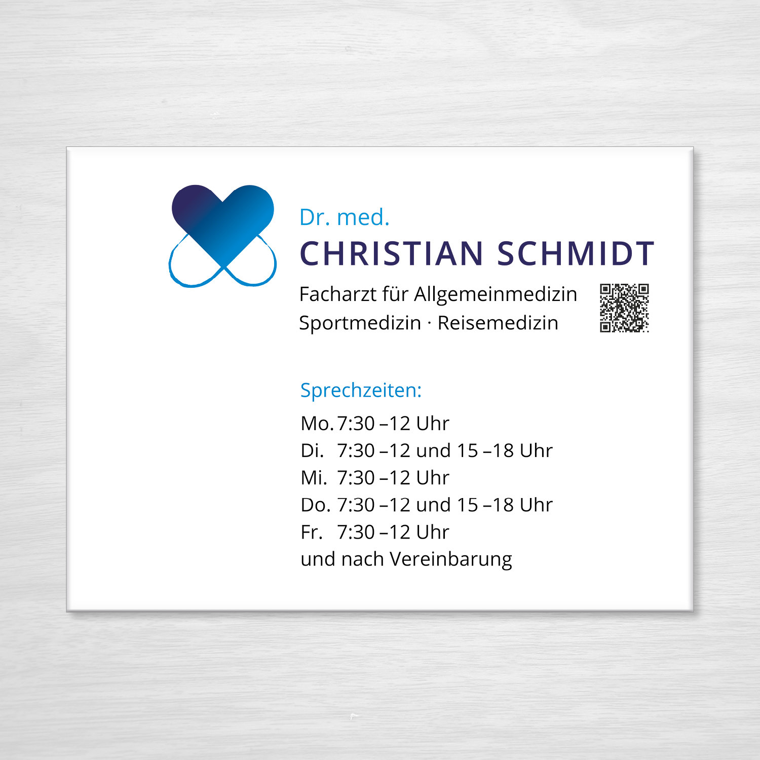 Acryl-Schild transparent mit Weißdruck