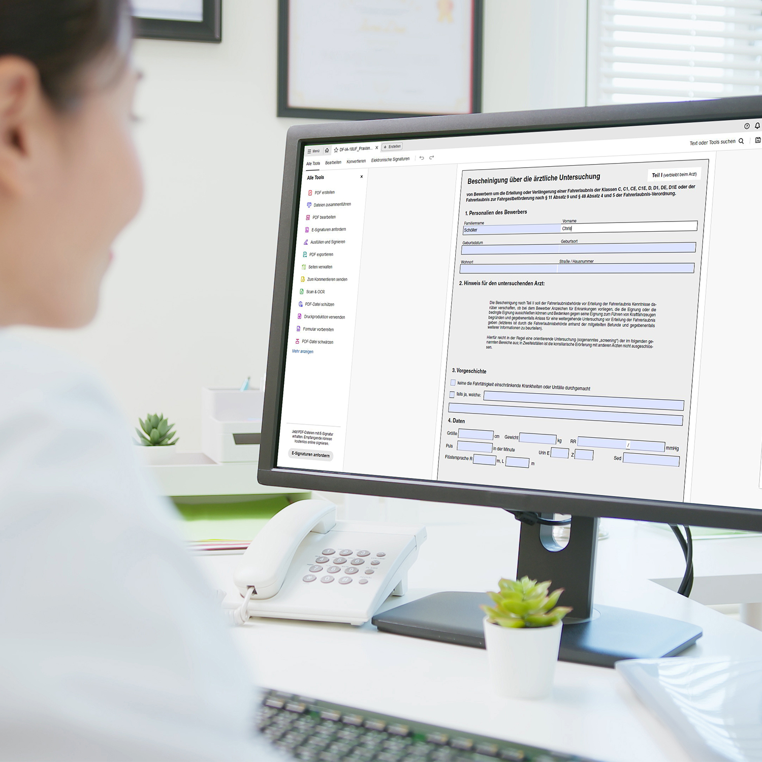 Beispiel für digitale Formulare am Monitor