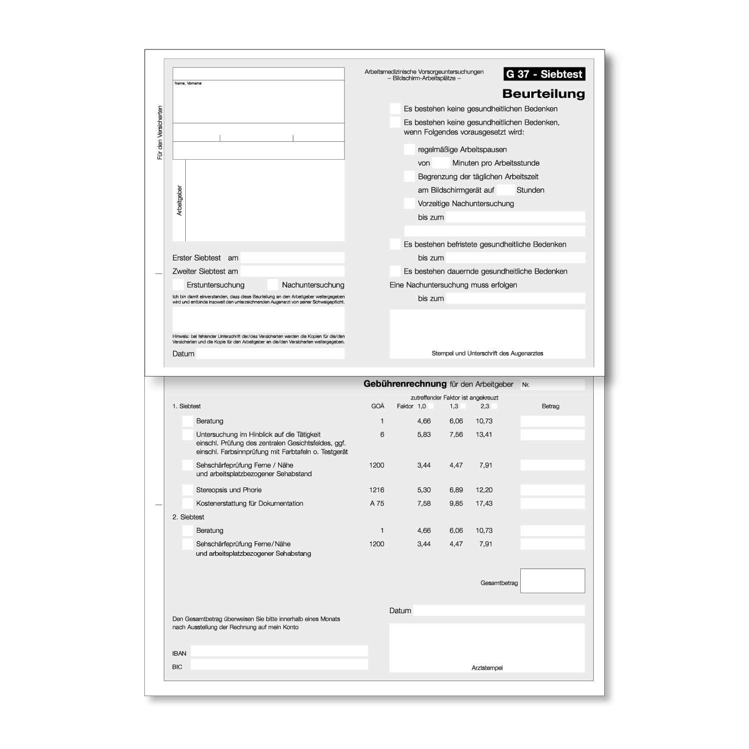 Siebtest-Vordruck G37