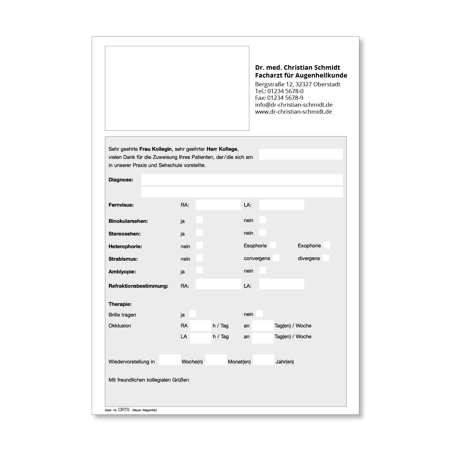 Orthoptischer Befundvordruck